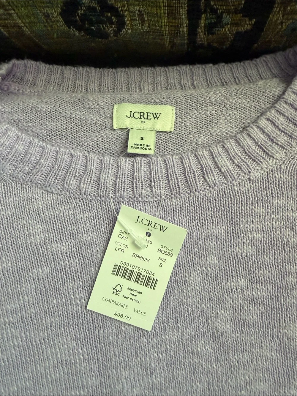 J.Crew Factory Lightweight Crewneck Sweater Lavender Heather Size Small NWT